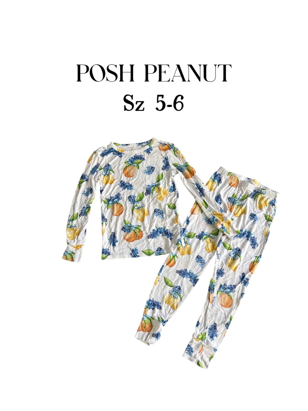 Posh Peanut Capri Citrus & Floral Bamboo Pajama Set | Size 5T-6T